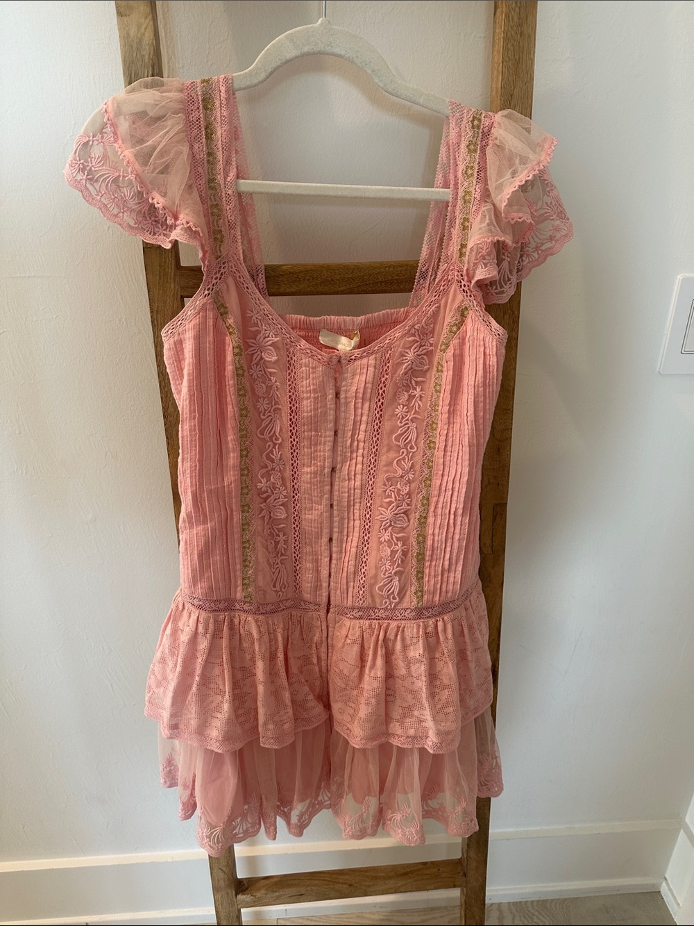LoveShackFancy Blush Pink Smocked Lace Dress - Picture 1 of 4